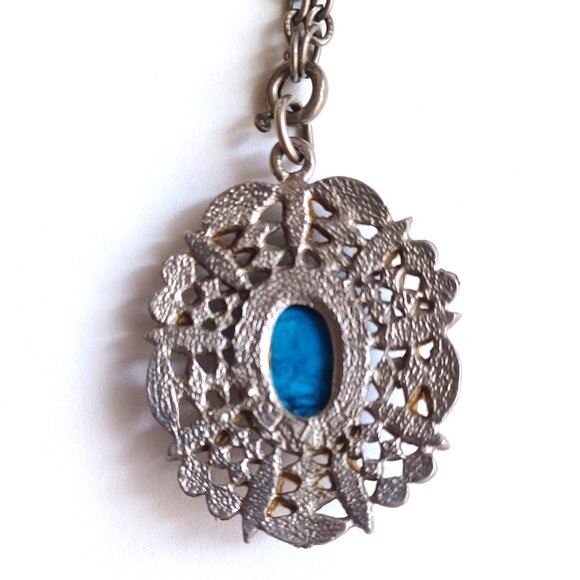 Turquoise Look Boho Necklace and Ring Vintage 1970s - Picture 3 of 6